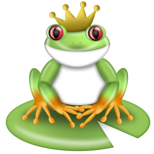 Red-Eyed Green Tree Frog Prince with Crown — Stockfoto
