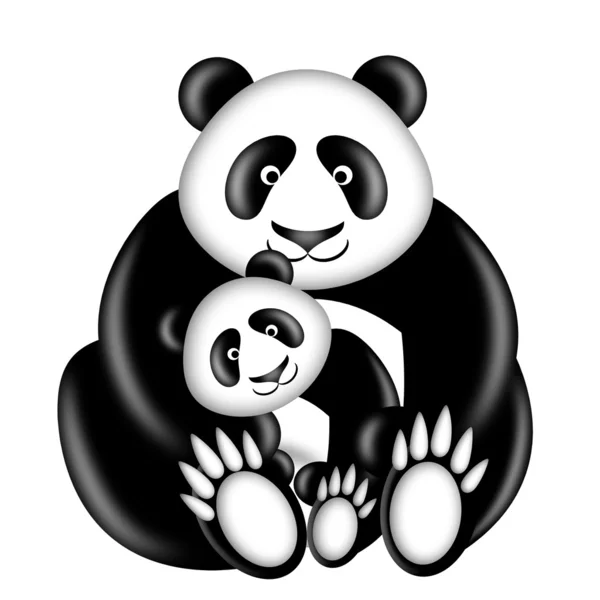 Mamma och baby panda bear — Stockfoto