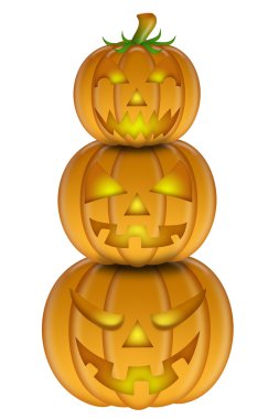 Halloween Stack of Three Carved Pumpkins clipart