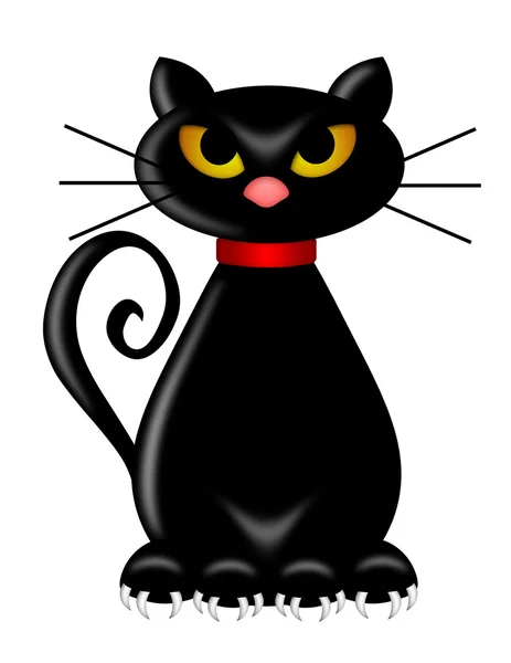 Halloween svart katt sitter — Stockfoto
