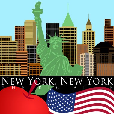 New york skyline renk Özgürlük heykeli ile