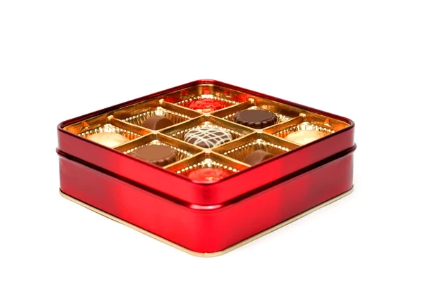 Kırmızı çikolata kutusu — Stok fotoğraf