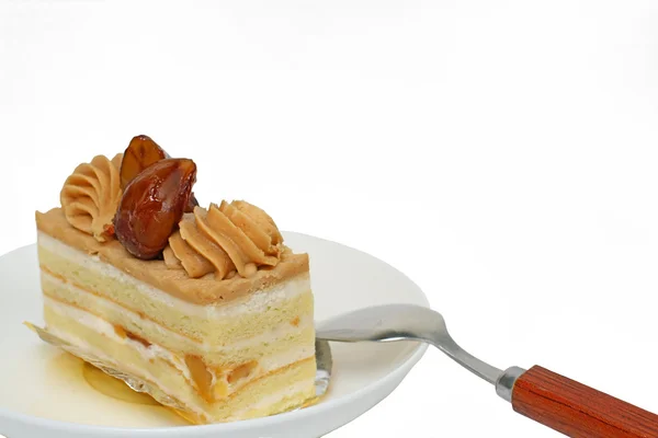Słodkie Ciasto Chestnut Plat Łyżeczką — Zdjęcie stockowe