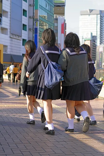 Japanese schoolgirls group