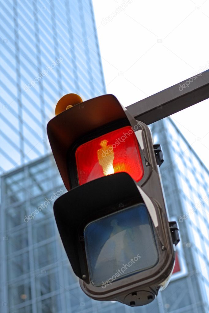 Traffic light in a city