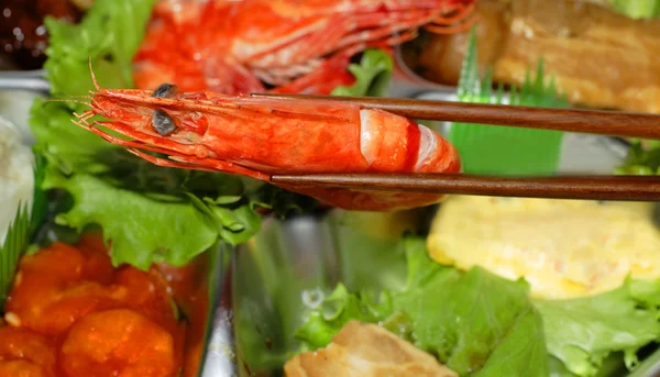 Shrimp tray detail — Stock Photo, Image