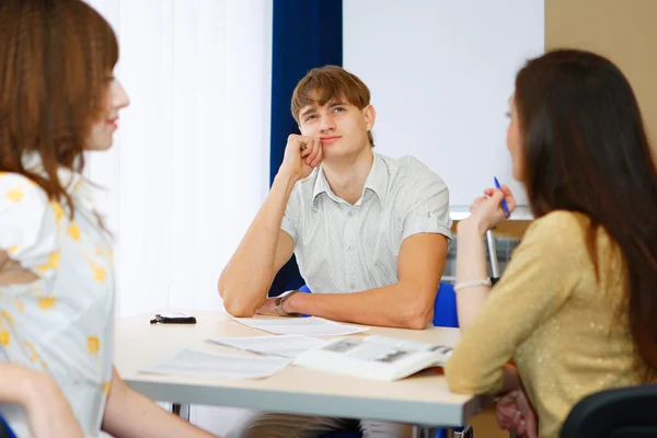 Young Successful Command Discusses Room Business Plan — Stock Photo, Image