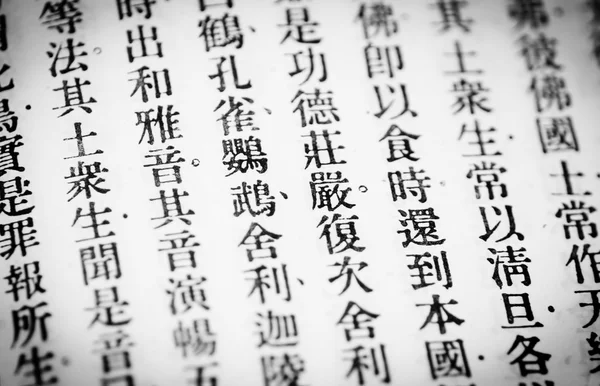 Древние китайские слова на старой бумаге — стоковое фото
