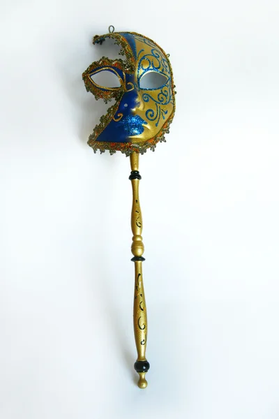 Guldblå venetiansk maske - Stock-foto