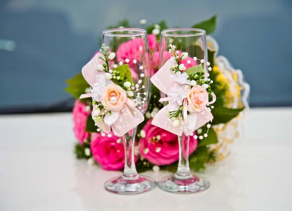 Ramo de boda de la novia de rosas rosadas —  Fotos de Stock