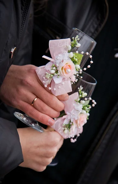 Buquê Casamento Noiva Com Rosas Rosa — Fotografia de Stock