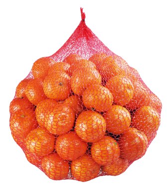 Tangerines, clementines bag on white clipart