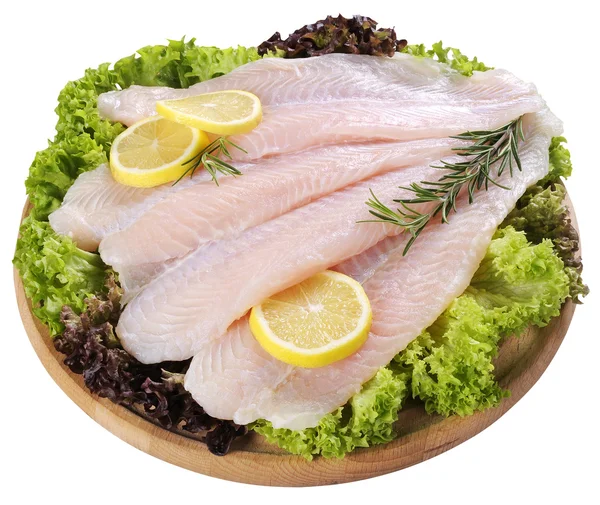 Filete de pescado fresco y verduras — Foto de Stock