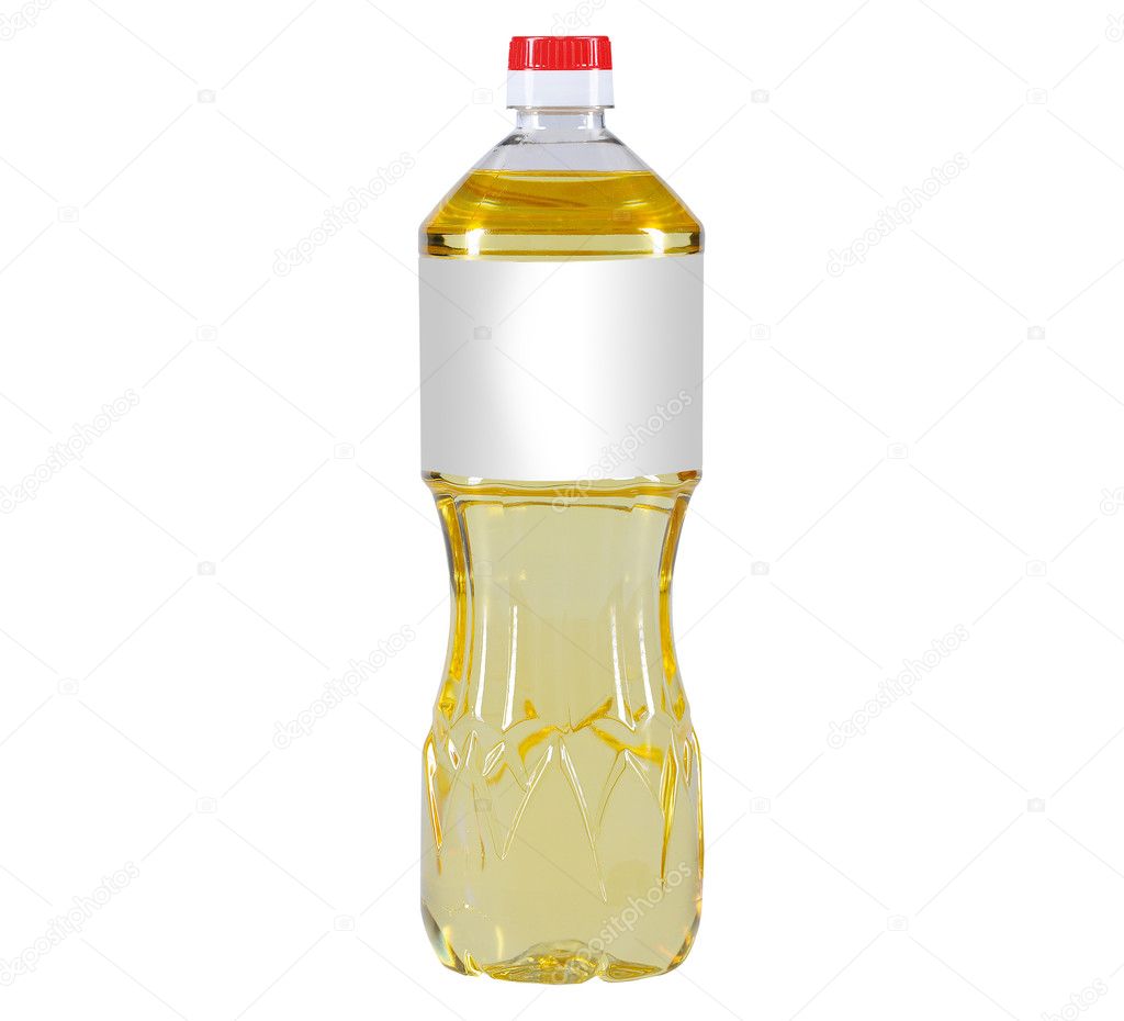 Cooking oil bottle on white background