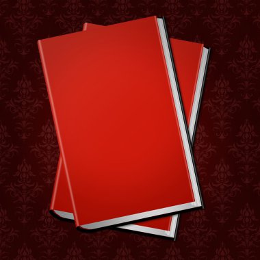 Stack of tow red cover books isolated over the background clipart