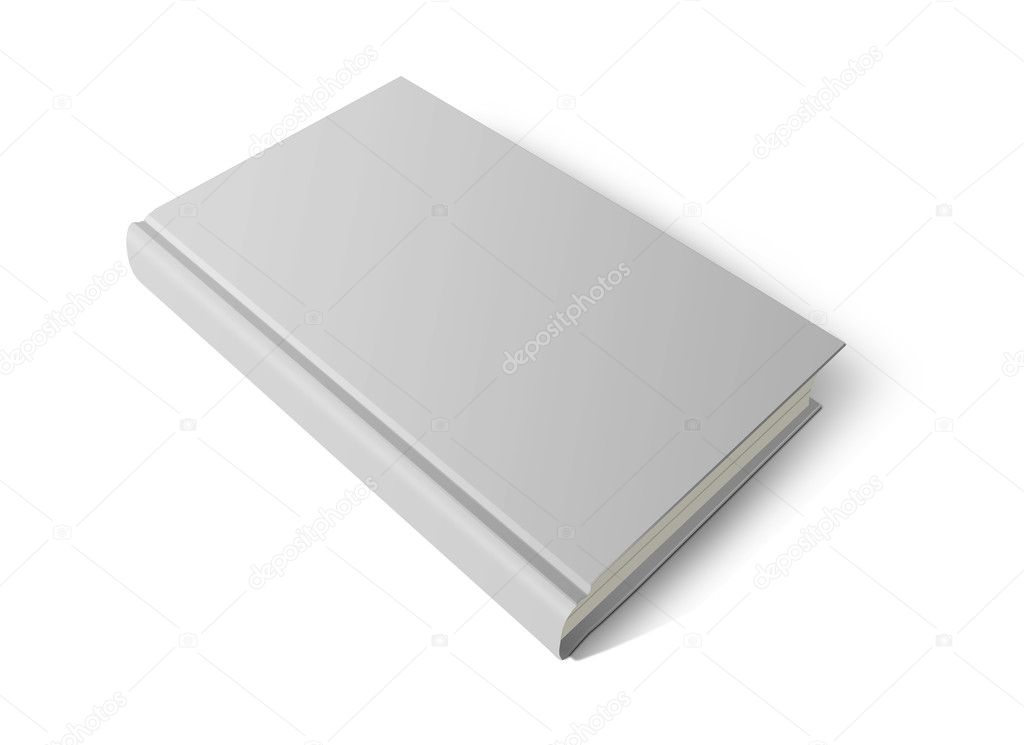 Blank hardcover book isolated on white background.