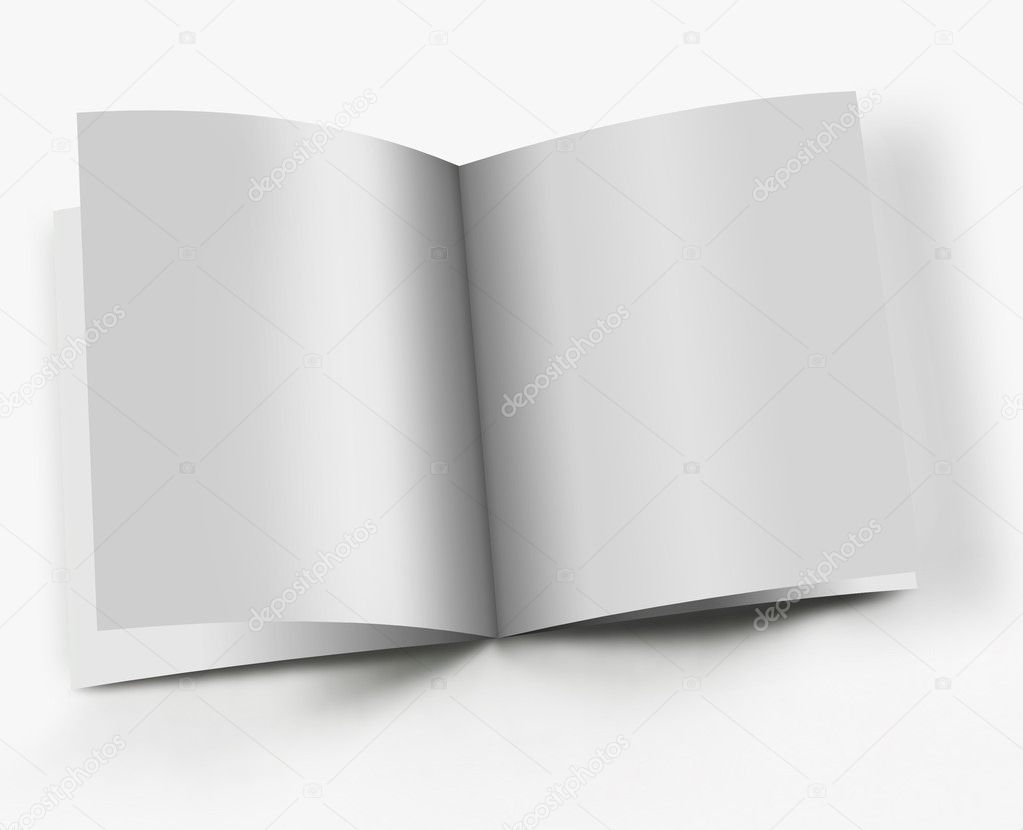 Open brochure isolated on white background
