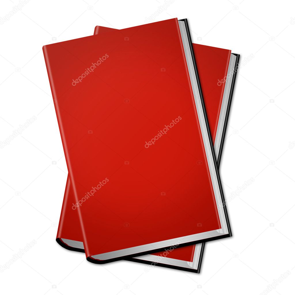 Stack of 2 red books isolated over white background