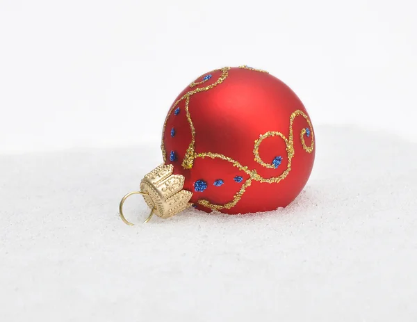 stock image Red Christmas balls in snow