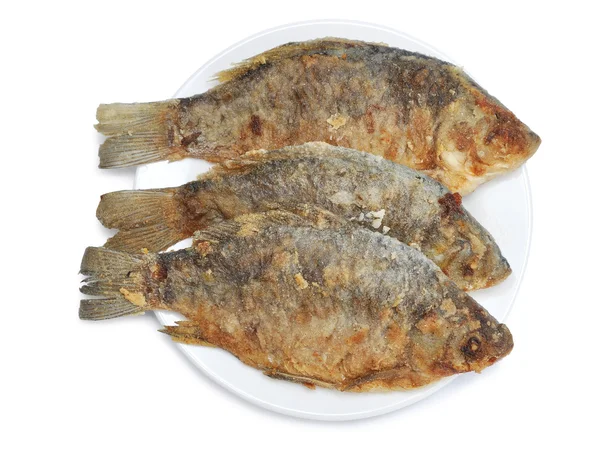 Smažené Ryby Izolované Bílém Pozadí — Stock fotografie