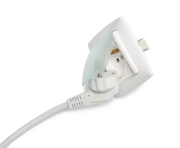 Power Outlet Socket Isolated White Background — Stock Photo, Image