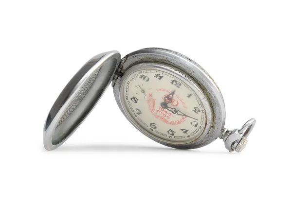 Zegarek Kieszonkowy Rosyjski Okazji Lecia Zwycięstwa Białym Tle — Zdjęcie stockowe