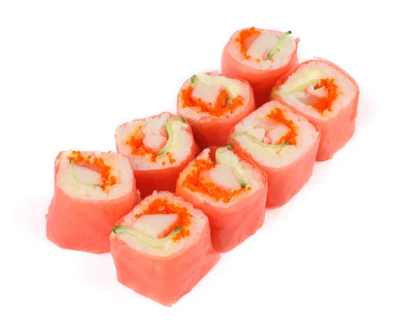 ピンクの海藻と寿司 — ストック写真