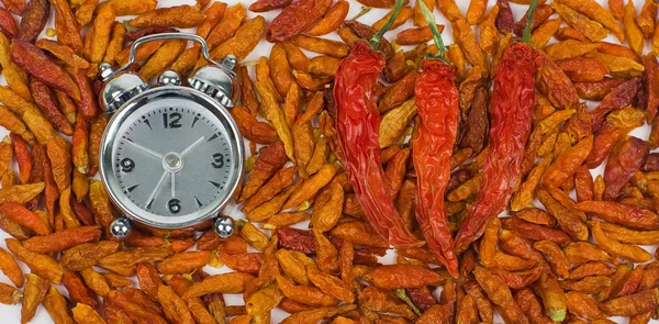 Horas contra pimenta quente — Fotografia de Stock
