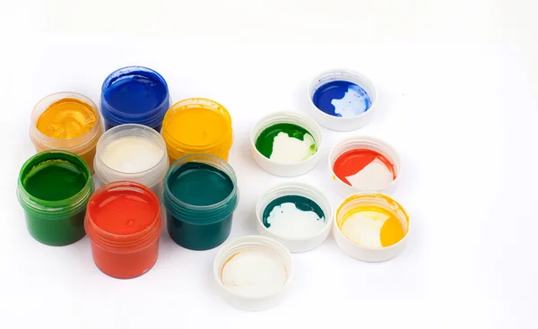 Nyitott üvegekbe gouache festékek — Stock Fotó