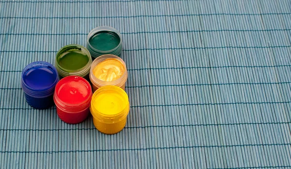 Colorful gouache paints — Stock Photo, Image