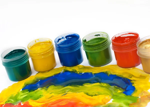 Colorful paints and paintings — Stock Photo, Image
