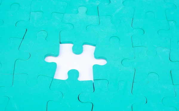 stock image Green puzzles with one empty