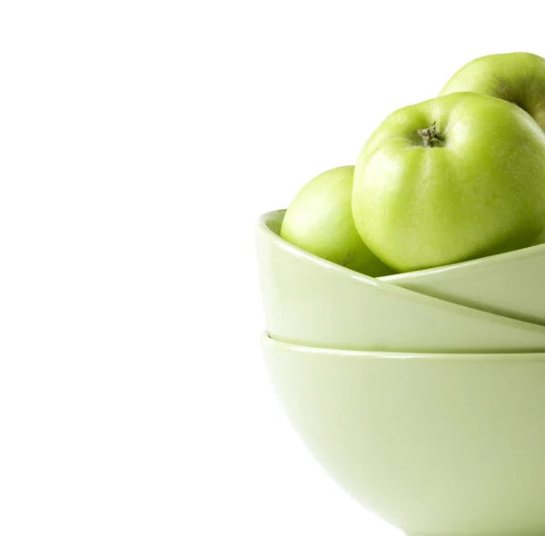 Mísa s zelená jablka — Stock fotografie
