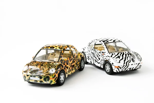 Zwei Spielzeugautos Stockfoto
