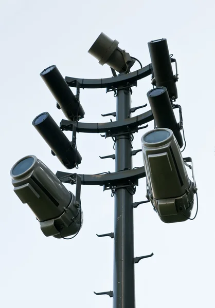 Big projectors on a metallic pole — Stock Photo, Image
