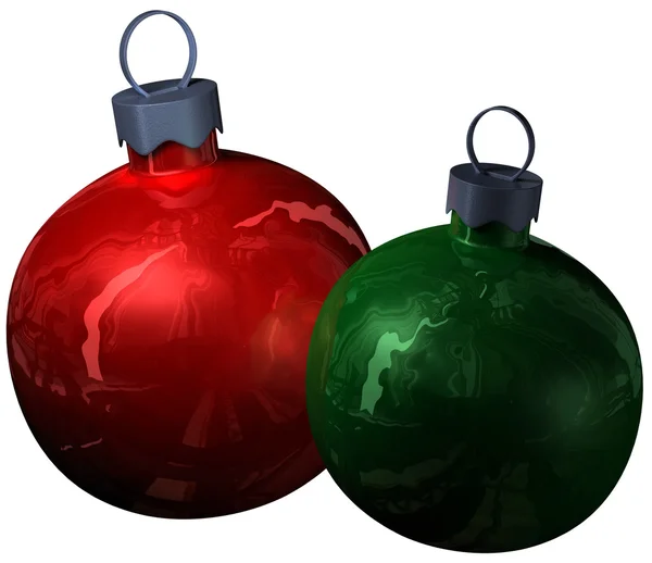 两个圣诞闪闪发光球 — 图库照片