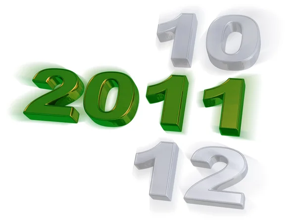 Groene 2011 ontwerp op witte achtergrond — Stockfoto