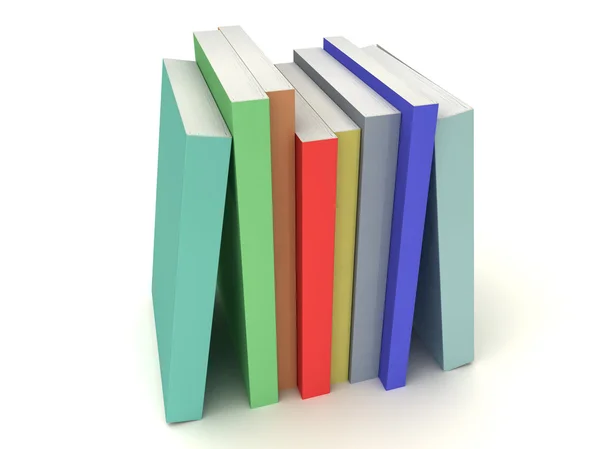 stock image Multi-colored books line on a white background