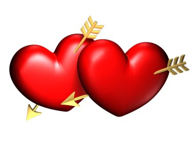 Heart couple with golden arrows clipart