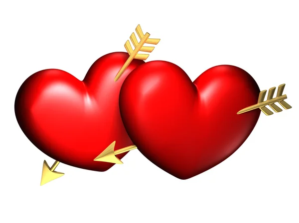 Pareja de corazón con flechas doradas — Foto de Stock