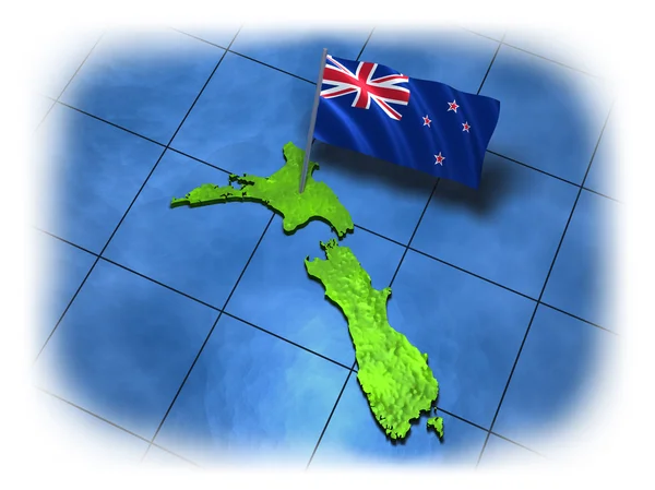 País da Nova Zelândia com a sua bandeira — Fotografia de Stock