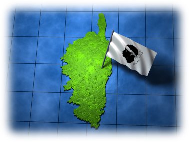 Corsica with its own flag on a white edge clipart