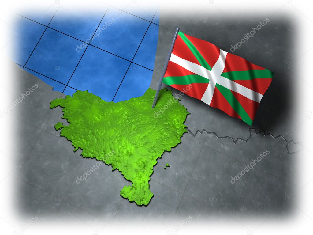 Basque country with its own flag on a white edge