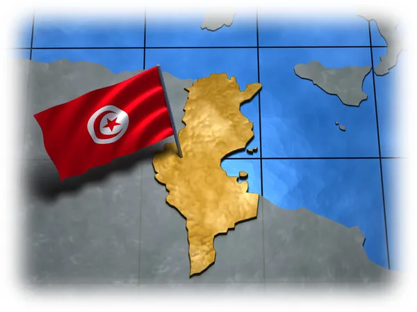 Χώρα της Τυνησίας, με τη σημαία — Φωτογραφία Αρχείου