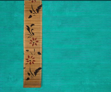 Flower bamboo banner on aquamarine clipart