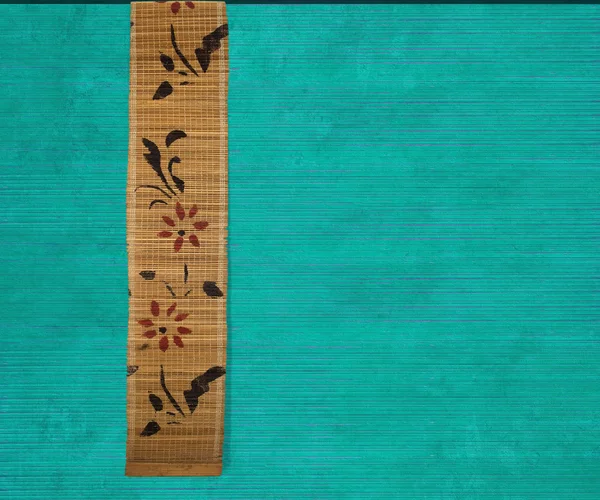 Květina bambusový banner na akvamarín — Stock fotografie