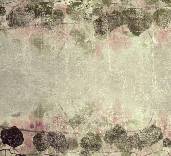 Grunge 柔和粉色叶子花叶子帧 — 图库照片