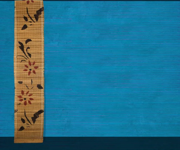 Banner de bambu flor em azul — Fotografia de Stock