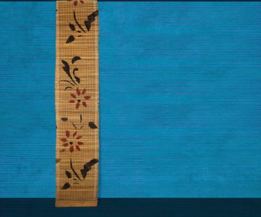 Flower bamboo banner on blue clipart