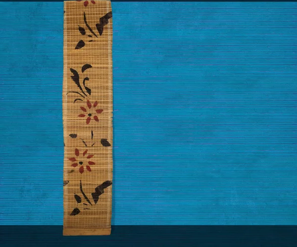 Květina bambusový banner na modré — Stock fotografie